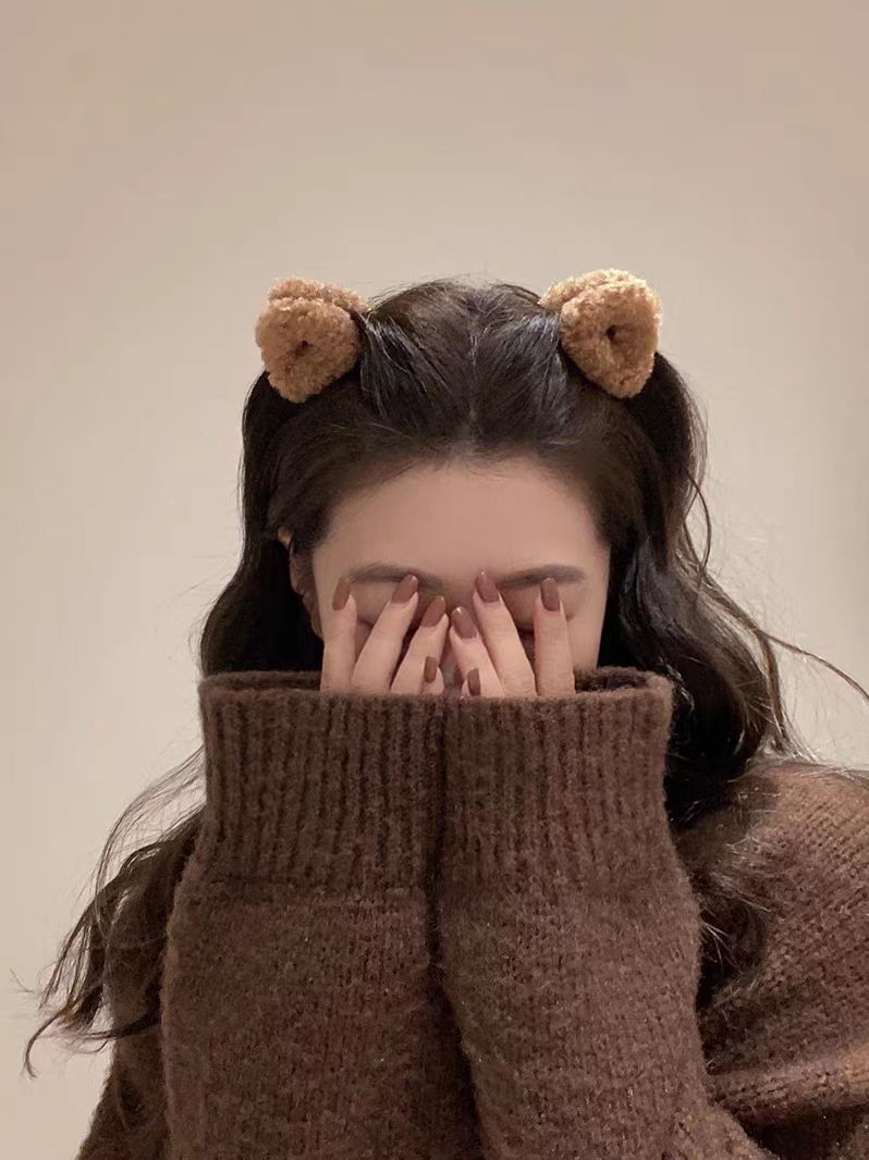 Plush cat ear hairpin female side clip bangs broken hair small clip cute princess head shark clip hairpin headdress_voghion.com
