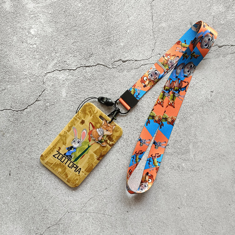 Student ID Bus Card Hard Shell Card Holder Access Control Work Permit Mobile Phone Lanyard Zootopia Judinik