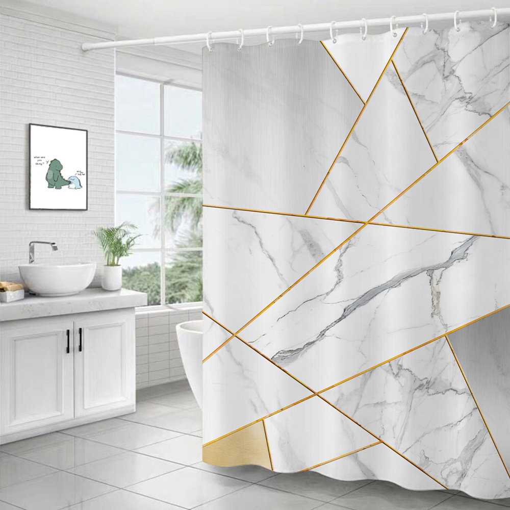 Manufacturers cross-border direct supply of gold series home digital printing non-perforated toilet partition curtain shower curtain