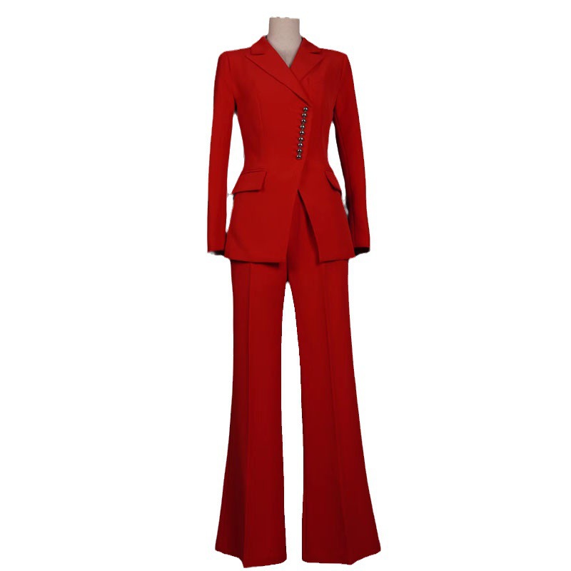 Star Fashion Temperament Festive Red Professional Suit suit Goddess Fan Host President Suit Work Clothes