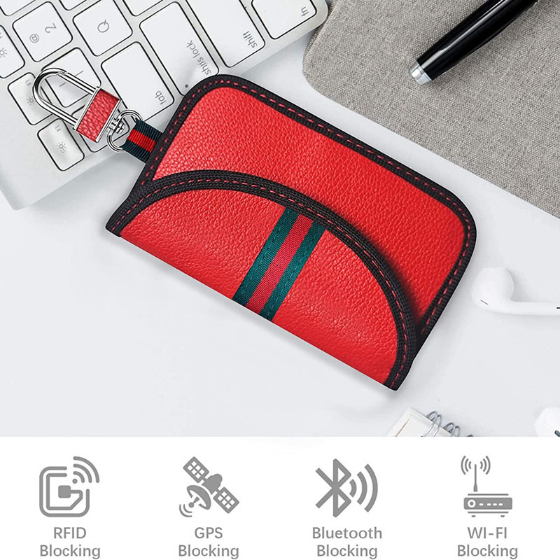 In stock car key signal blocking bag 2 pack Faraday keyless entry RFID anti-theft key case gift box