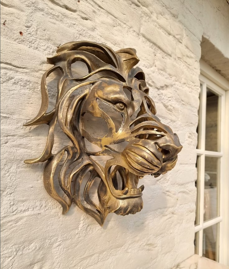 Cross-border new Lion Head Wall Mounted Art Lion Head Art metal sculpture