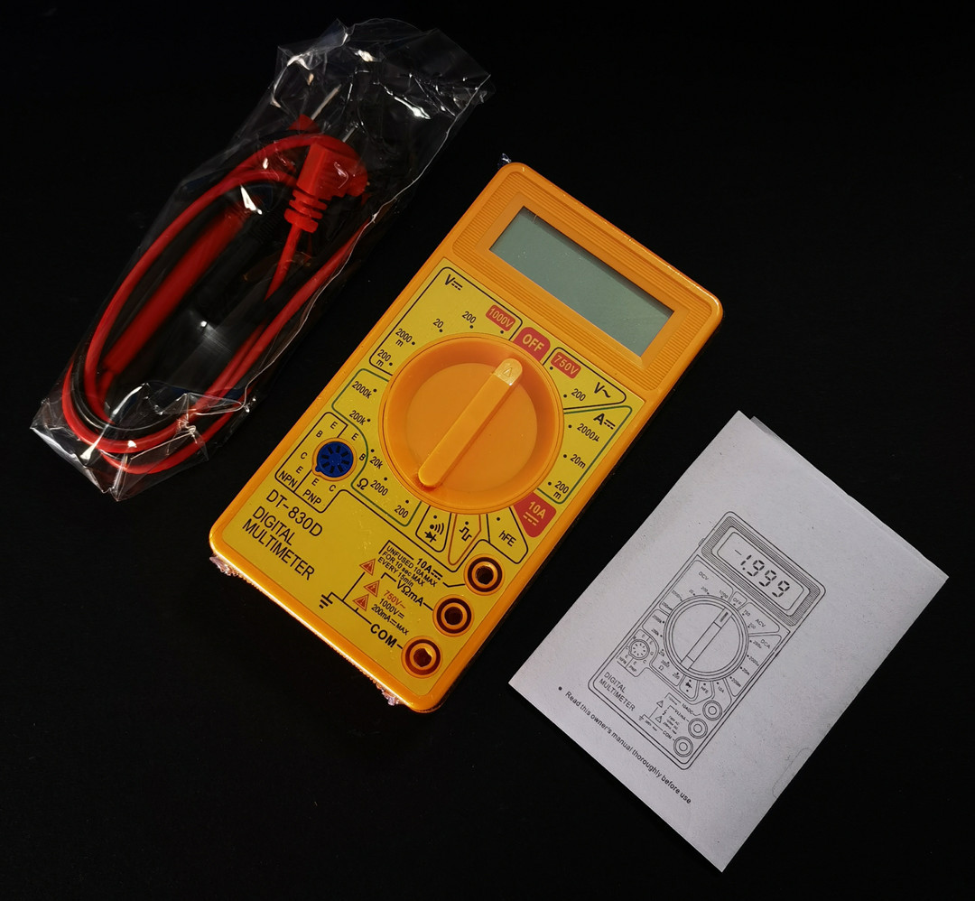 DT830D Yellow Mini Universal Meter Electrician Universal Meter AC DC On-off Buzzer Test
