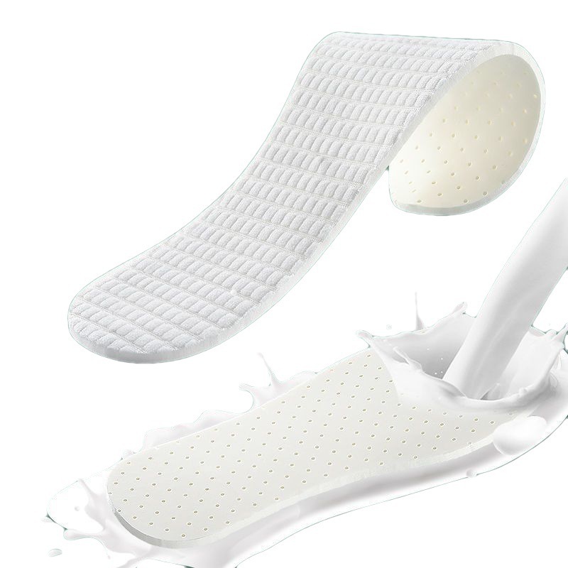 Stomp Feeling Latex Insoles for Men and Women Thickened Shock Absorbing Soft Bottom Comfortable Breathable Sweat Absorbing Deodorant Military Training Sports Insoles for Summer