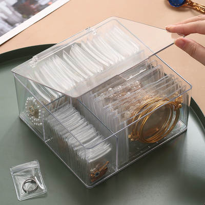 Anti-oxidation Jewelry Box Earrings Earrings Necklace Hand Jewelry Box Portable Earrings Ring Transparent Drawer Storage Box