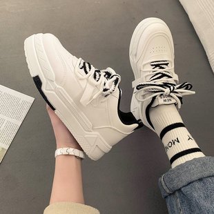 2023 Summer new platform platform color matching lace-up casual single-layer shoes women's fashionable lightweight breathable sports white shoes