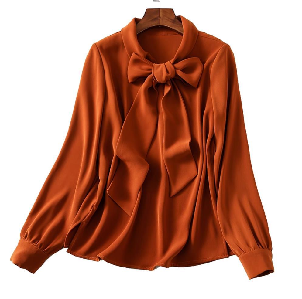 2023 Spring New Commuter Inner Top Bow Ribbon V-Neck Draping Slimming Elegant Korean Style Shirt for Women