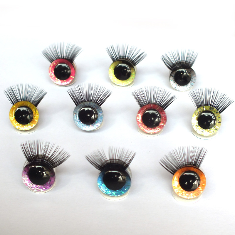 Foreign trade eyelash 12-35mm toy eye stereo eye glitter eyelash eye toy plush doll eyelash