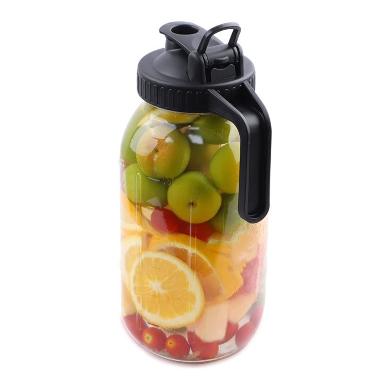64oz Mason Jar with Scale Cold Kettle Glass Kettle 32oz suit Coffee Filter Plum Plastic Mesh Handle Lid