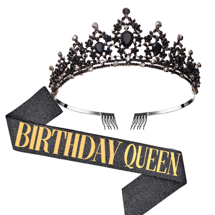 Party BIRTHDAY Party BIRTHDAY QUEEN Hair Comb Crystal Diamond Crown Shoulder Strap QUEEN Etiquette Belt Belt