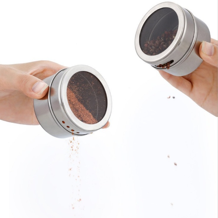 Stainless steel seasoning jar multifunctional stainless steel seasoning bottle outdoor portable barbecue seasoning jar suction card packaging wholesale