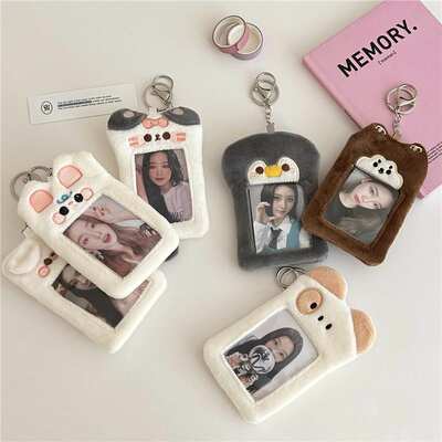 Original Cute Puppy Cat Plush Card Set Korean ins Style Campus Meal Card Love Bean Card Photo Display Pendant