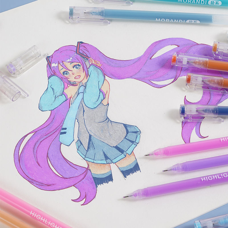 Blue Fruit Full Set Handwriting Pen Large Capacity Morandi 36 Color Handwriting Pen Painting Purple Skin Color Gel Pen Multi-color Pen