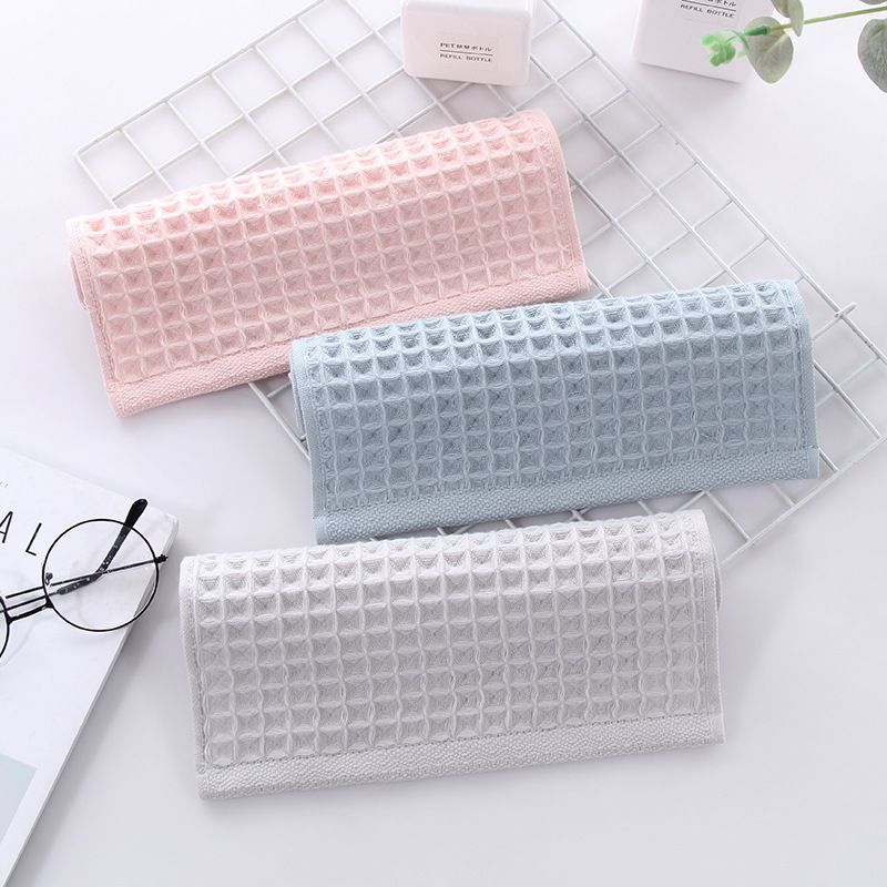 Tuqiang cross-border pure cotton waffle children's towel children's plain soft absorbent face honeycomb towel wholesale