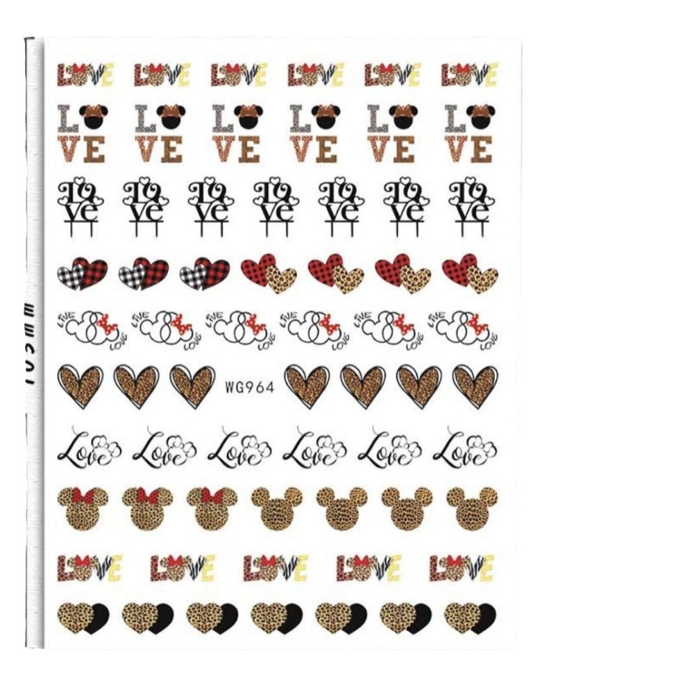 Mickey Valentine's Day Nail Art Stickers Cross-border E-commerce Jewelry Mickey Valentine's Day Nail Art Stickers WG961-968