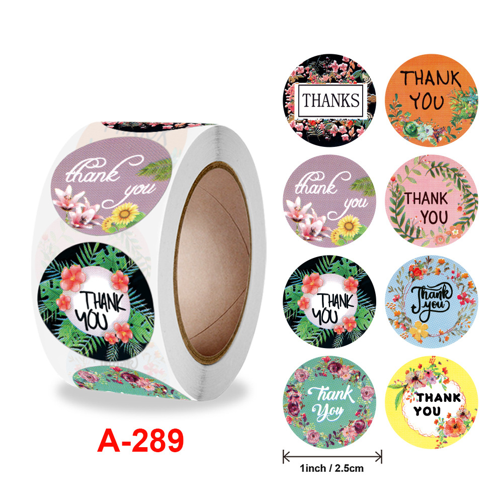 Bulk Round Seal Sticker Thank You Sticker Floral Handmade Crafts Decorative Pressure Sensitive Sticker Label