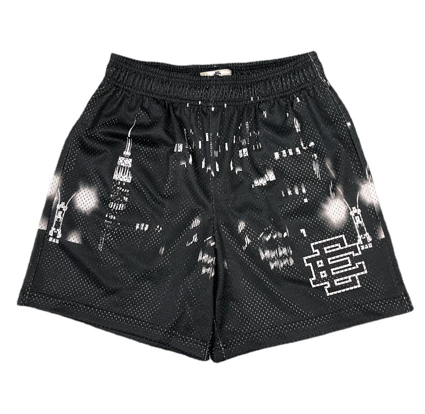 American Style Fitness Shorts Men's Muscle Fitness Sports Quarterpants Mesh Breathable Loose Knee Cross-border Shorts