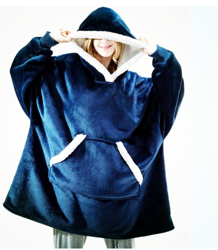 Lazy Pullover Pajamas Warm Clothes Lambskin TV Blanket Hoodie Cold-proof Warm Nightgown Home Clothes