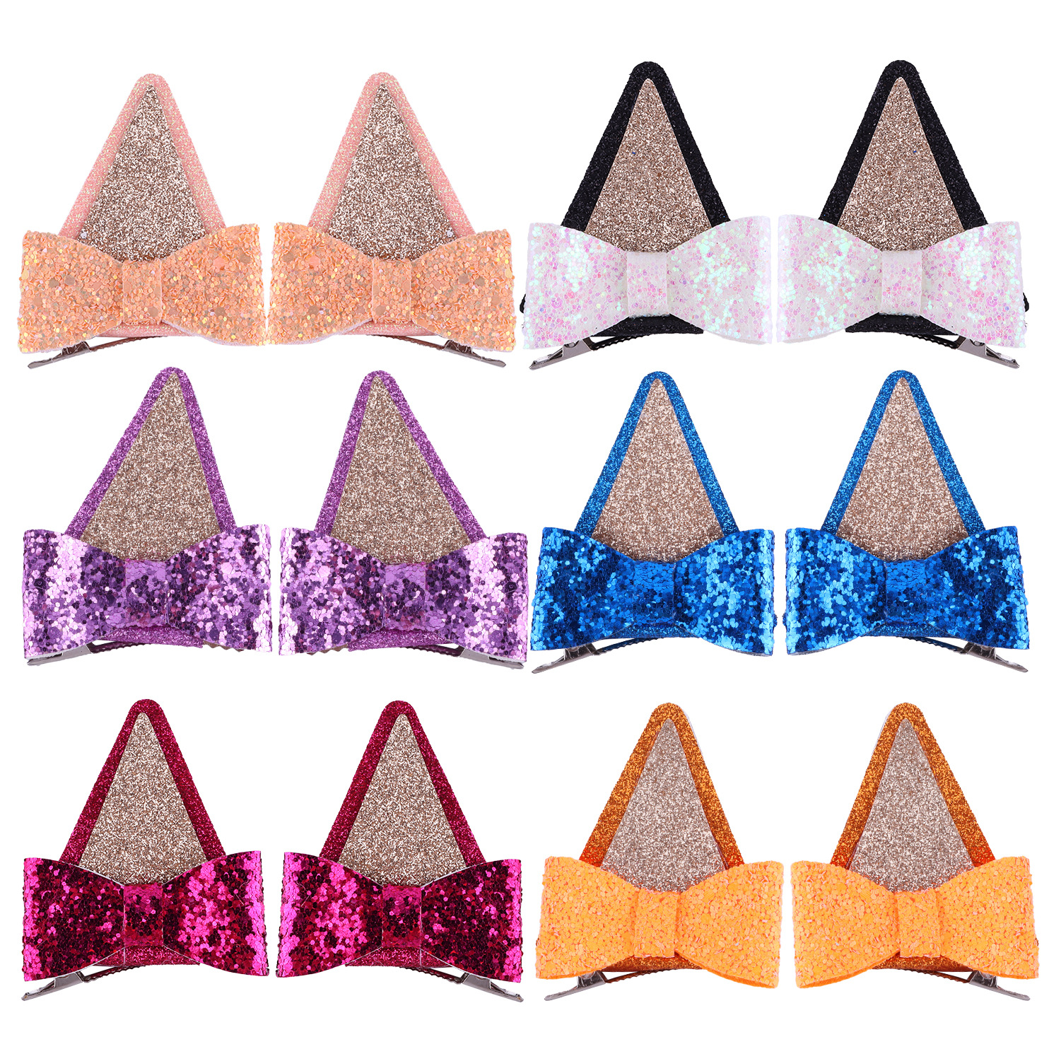 Xintian Principessa Carino Glitter Forcina Paillettes Fiocco Tridimensionale Forcina Bambini Cartone Animato Cane Orecchie Ornitorinco Clip_voghion.com