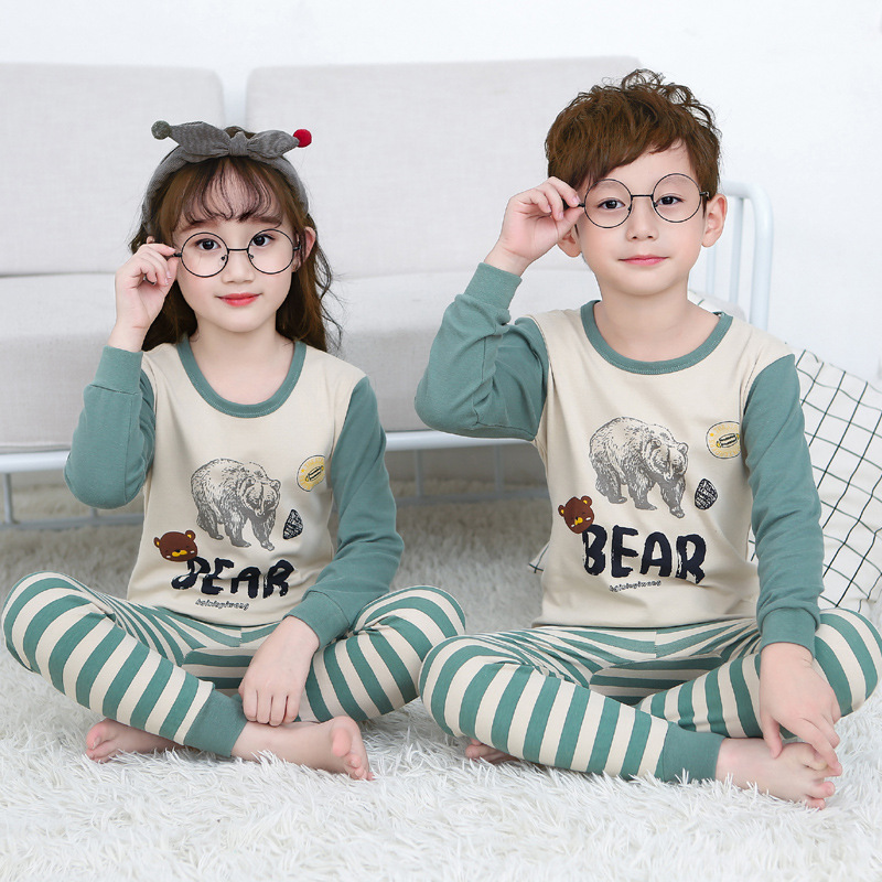 2022 new children's underwear set autumn and winter children's clothing pure cotton boys and girls autumn clothes autumn pants baby pajamas cotton tide