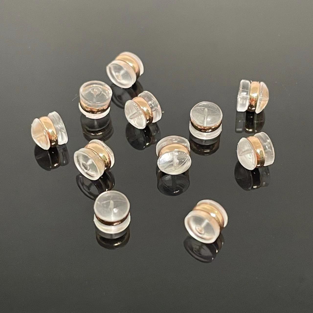 Copper golden edge hamburger ear plug diy earrings accessories transparent plastic anti-drop anti-allergy Korean style ear studs back plug wholesale