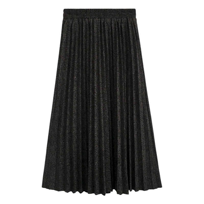 Foreign Trade Amazon 2023 Autumn and Winter Large Size Skirt High Waist Pleated Long Skirt Solid Color Woolen Skirt Swing Skirt