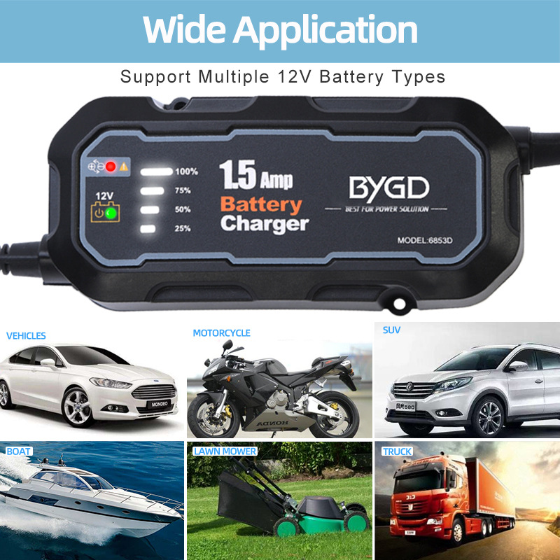 1.5A Auto-motorcycle battery charger 100V-240V lead-acid battery smart battery charger repair and maintenance
