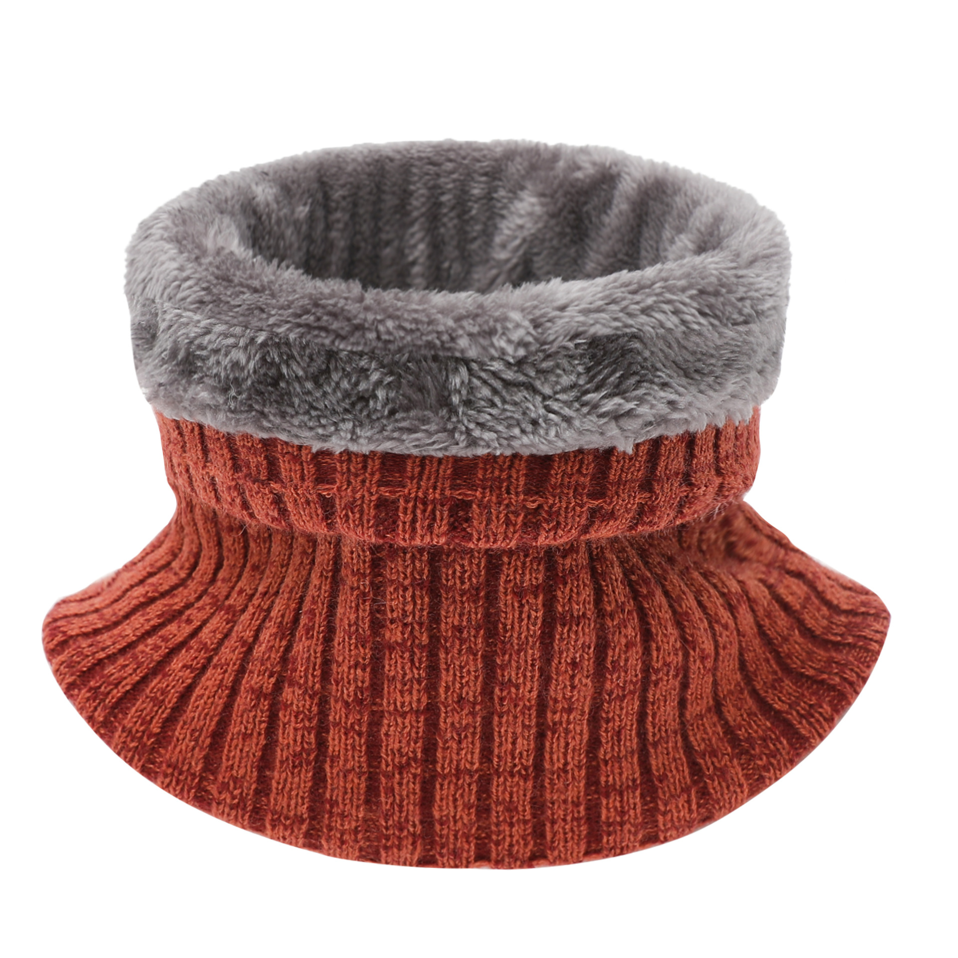 Autumn and winter men's and women's acrylic scarf fleece-lined warm collar rib thickened wool knitted fleece-lined pullover collar