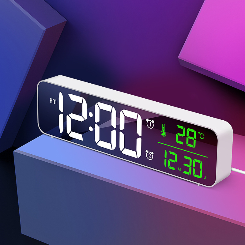 Factory direct LED alarm clock creative calendar large digital display electronic clock luminous mute elderly plug-in