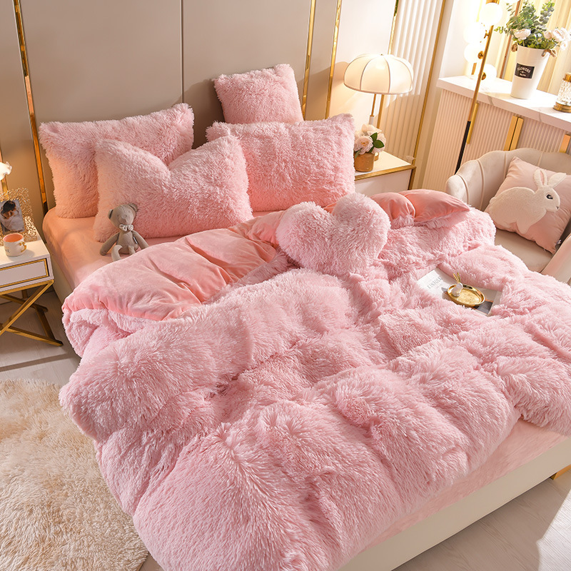Foreign trade plush plush plush AliExpress Amazon thick warm mink velvet four-piece crystal velvet three-piece set