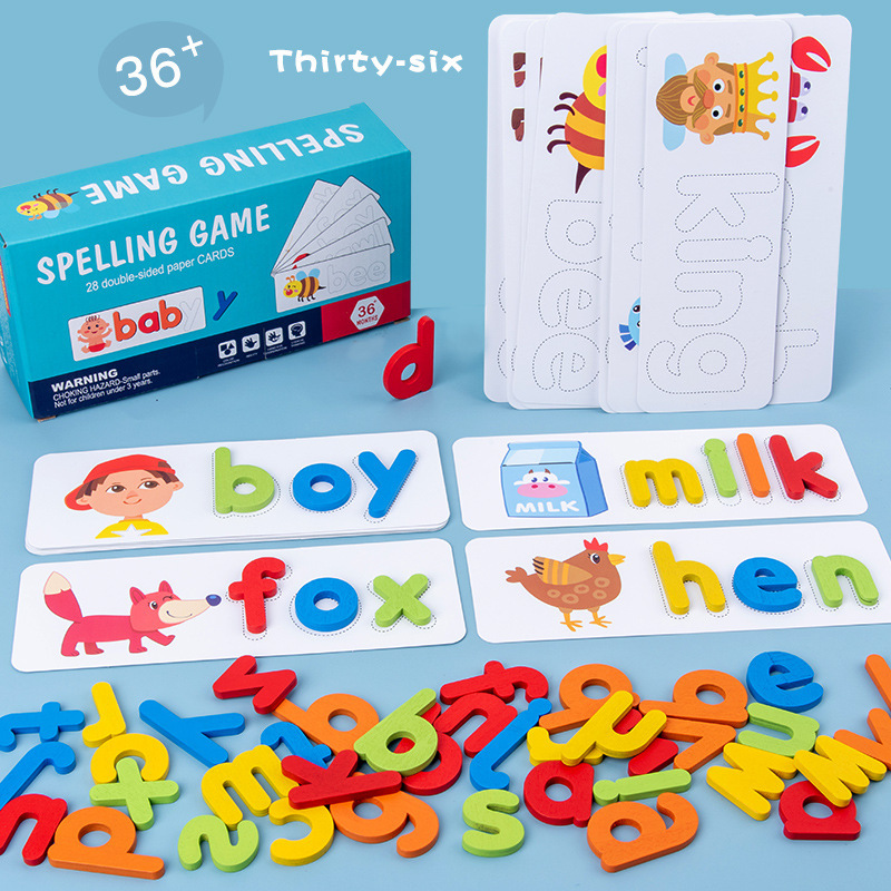Cross-border wooden word spelling game for children 26 English letters spelling practice early education cognitive educational toys