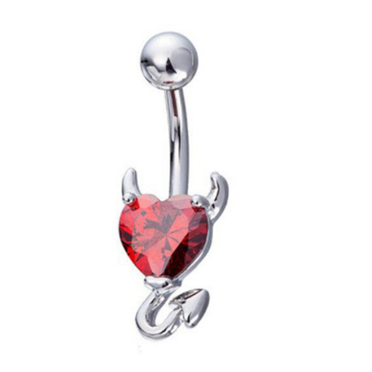 Amazon AliExpress demon heart-shaped zircon navel ring stainless steel piercing navel nail