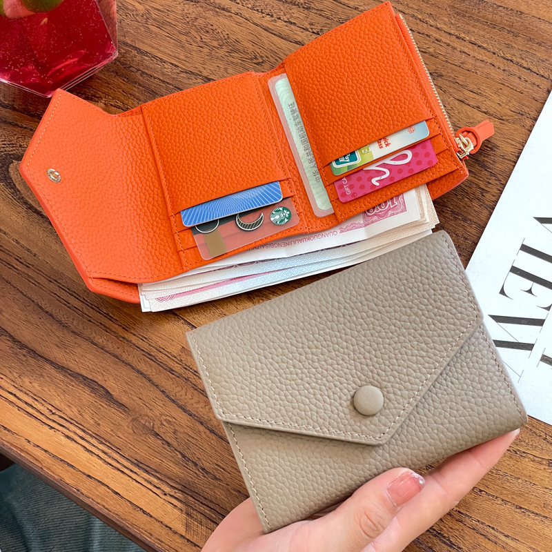 Genuine Leather Wallet Small Wallet Women's Ultra-thin 2023 New Student Card Holder All-in-One Wallet Advanced Sense Multi-function