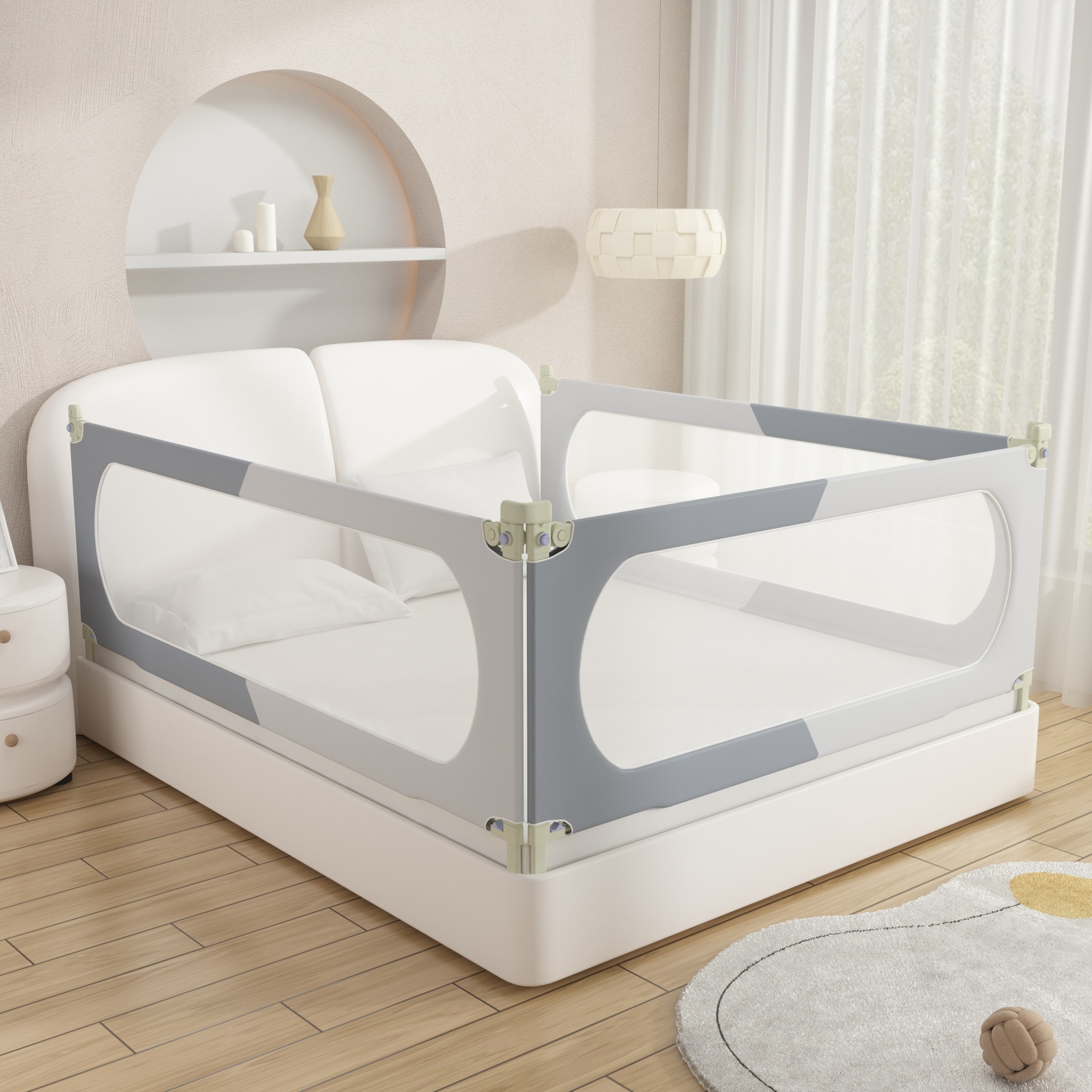 Bed fence fence baby children baffle seamless adjustable heightening detachable punch-free lifting bed border drop fence