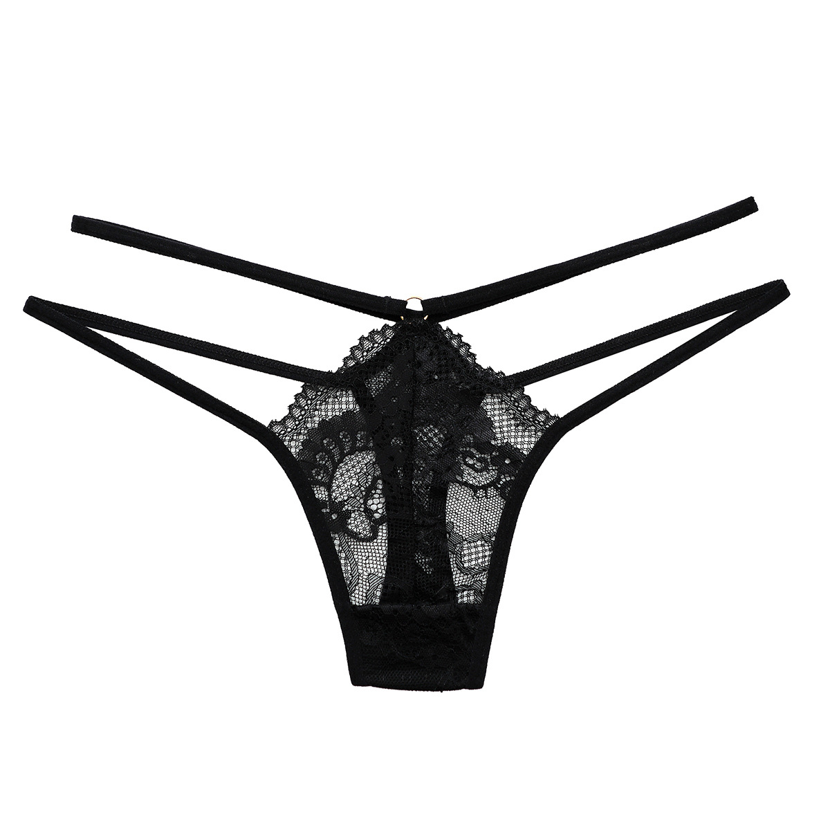 Cross-border European and American lace underwear women's sexy temptation thong thin belt T-pants girls low waist T-back 224