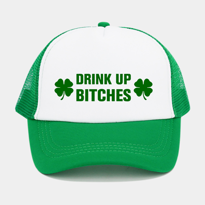 Cross-border Amazon hot sale Irish Festival lucky grass baseball cap Summer men and women couple Sun net hat peaked cap