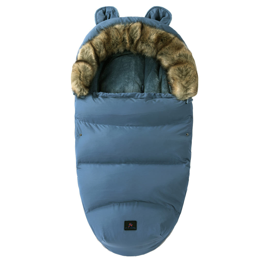 Factory direct infant sleeping bag baby padded plus velvet cart fur collar winter warm kick-proof quilt European and American quilt