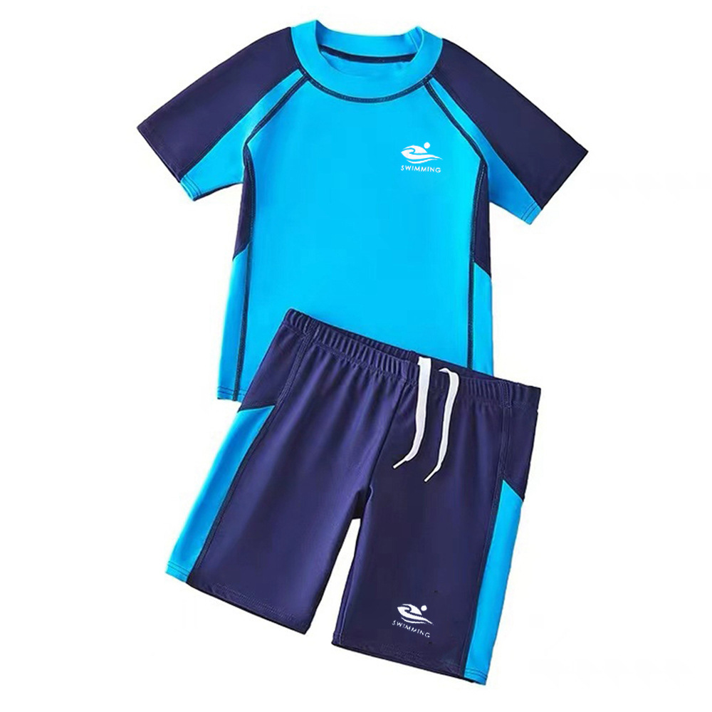 Nylon Youth Swimwear Children's Student Color Matching Fashion Joker Swimwear Men's Boy Plus Fat Plus Wholesale