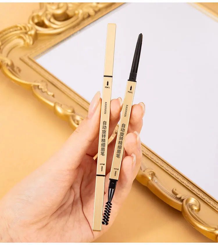 Small Gold Chopsticks Eyebrow Pen Small Gold Eyebrow Pen Long-lasting Sweat-proof Double-headed Extremely Thin Not Easy to Decolorize Small Gold Strip Double-headed Eyebrow Pen Straight