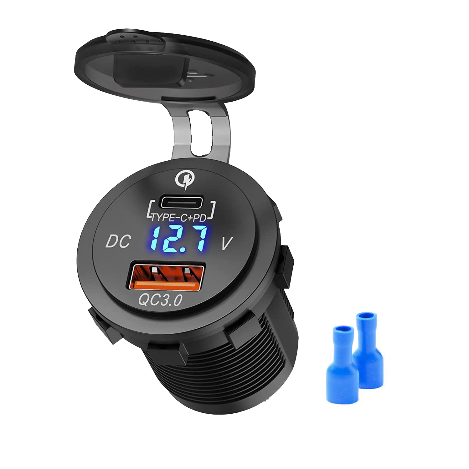 Car modification car charger QC3.0 with PD charging TYPE-C Port intelligent shunt USB charging