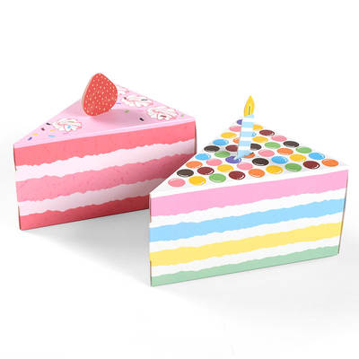 Triangle cake shape birthday party creative gift box in stock pink cute candy table candy box