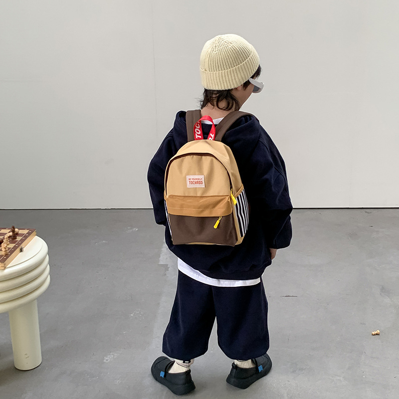Children's Kindergarten Schoolbag Fashion Simple Spliced Color 2023 New Korean Style Cute Baby Lightweight Backpack