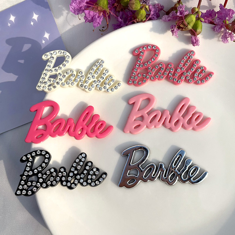 diy髮夾材料 網紅風亮面鑲鑽芭比barbie字母飾品配件服裝鞋扣貼片