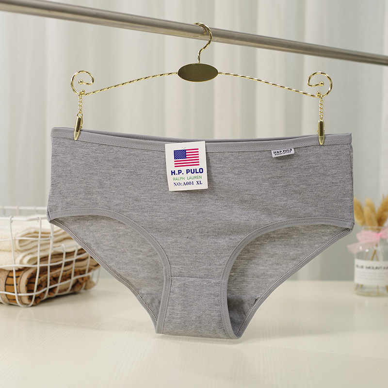 Factory wholesale a001 women's underwear pure cotton simple black white gray series girl briefs plus size women's underwear