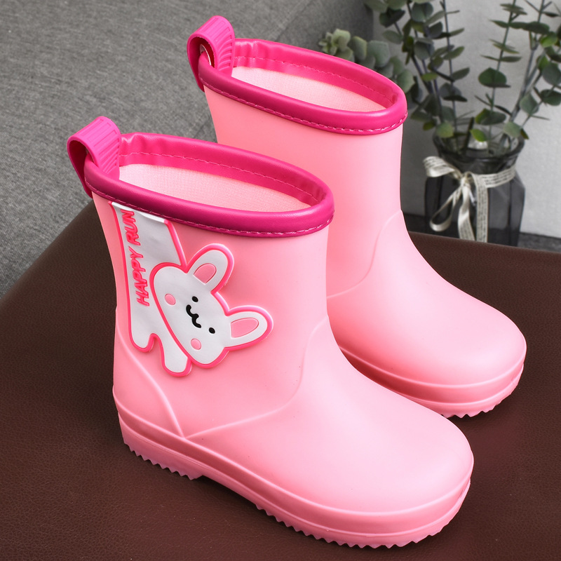 Children's rain boots cute cartoon boys and girls kindergarten baby waterproof shoes overshoes medium and big children non-slip rain boots rubber shoes