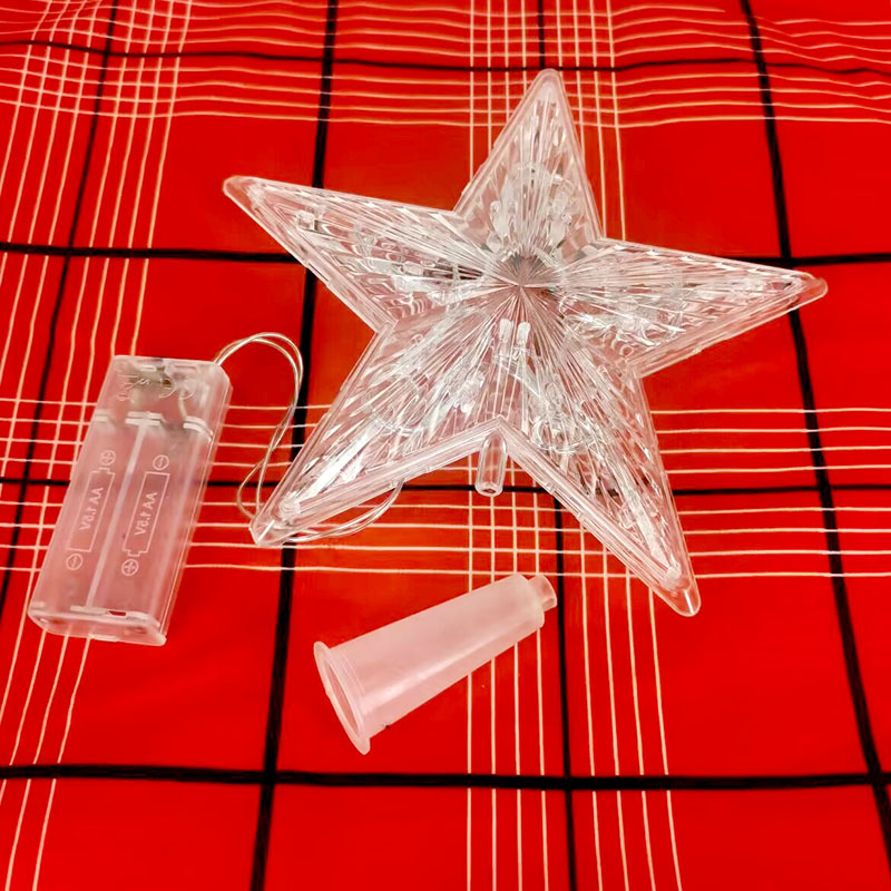 Christmas decoration LED transparent tree top star battery light five-pointed star Christmas decoration arrangement props