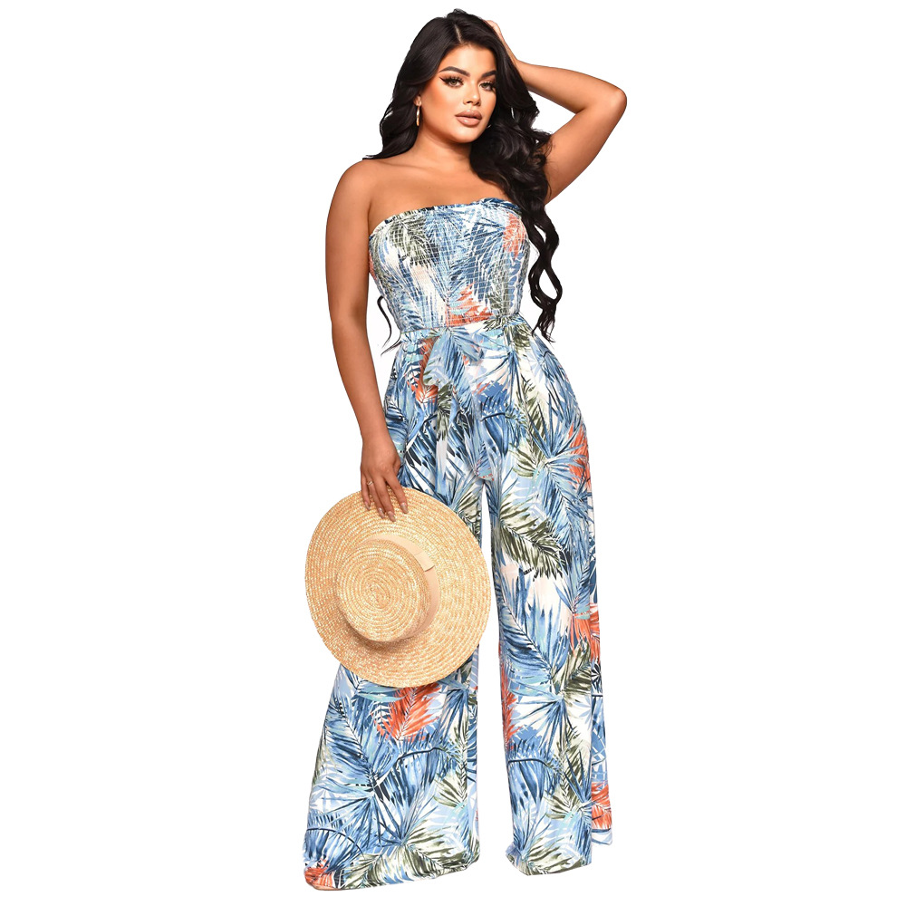 9750 Cross-border European and American AliExpress Popular Painted Printed Chest Wrap Waist Leisure Holiday Style Pants