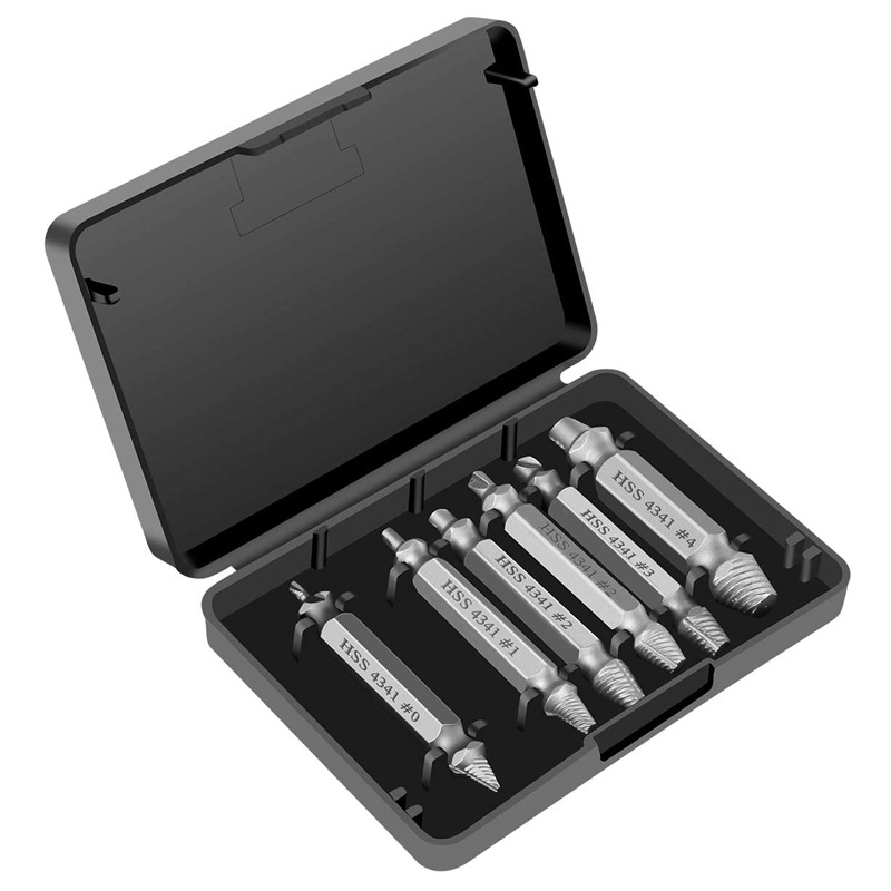 4-piece set of broken head screw extraction device Set 6pc high-speed steel 4341 sprinkling double-head extraction device broken wire sliding tooth damage