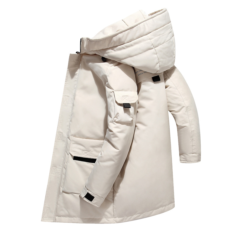 Live broadcast specially for winter thickened men's down jacket long slim casual overalls warm coat for teenagers