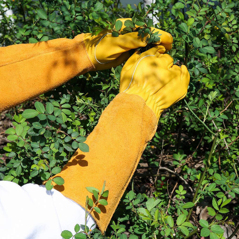 ロング鹿皮園芸手袋男性の女性の抗刺し傷防止ピアス剪定花挿入園芸保護手袋|undefined